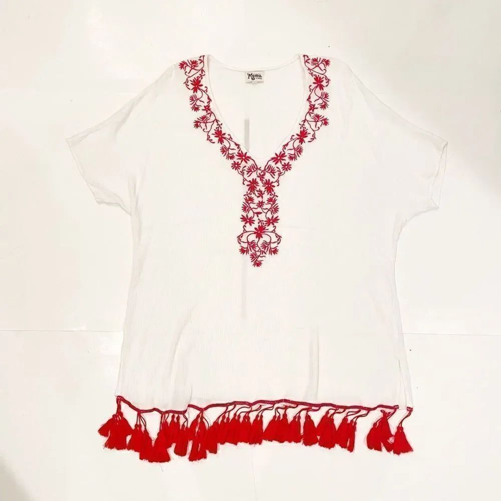 Show Me Your MuMu Mae Mu Tassel Dress in Casa Love Embroidered Flowy lightweight - Picture 4 of 7